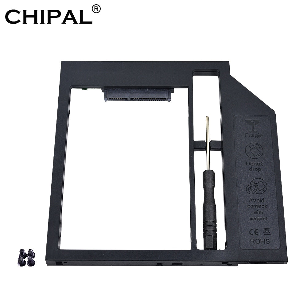 Chipal Plastic 2Nd Second Hdd Caddy 9.5Mm 9Mm Sata 3.0 Optibay 2.5'' Ssd Dvd Hard Disk Driver Cd-Rom Adapter Case Enclosure