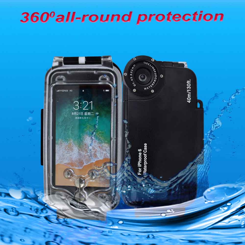 For Iphone 6 6S 7 8 Plus Diving Case Professional [40M/130Ft] Surfing Swimming Snorkeling Photo Video Waterproof Underwater Case