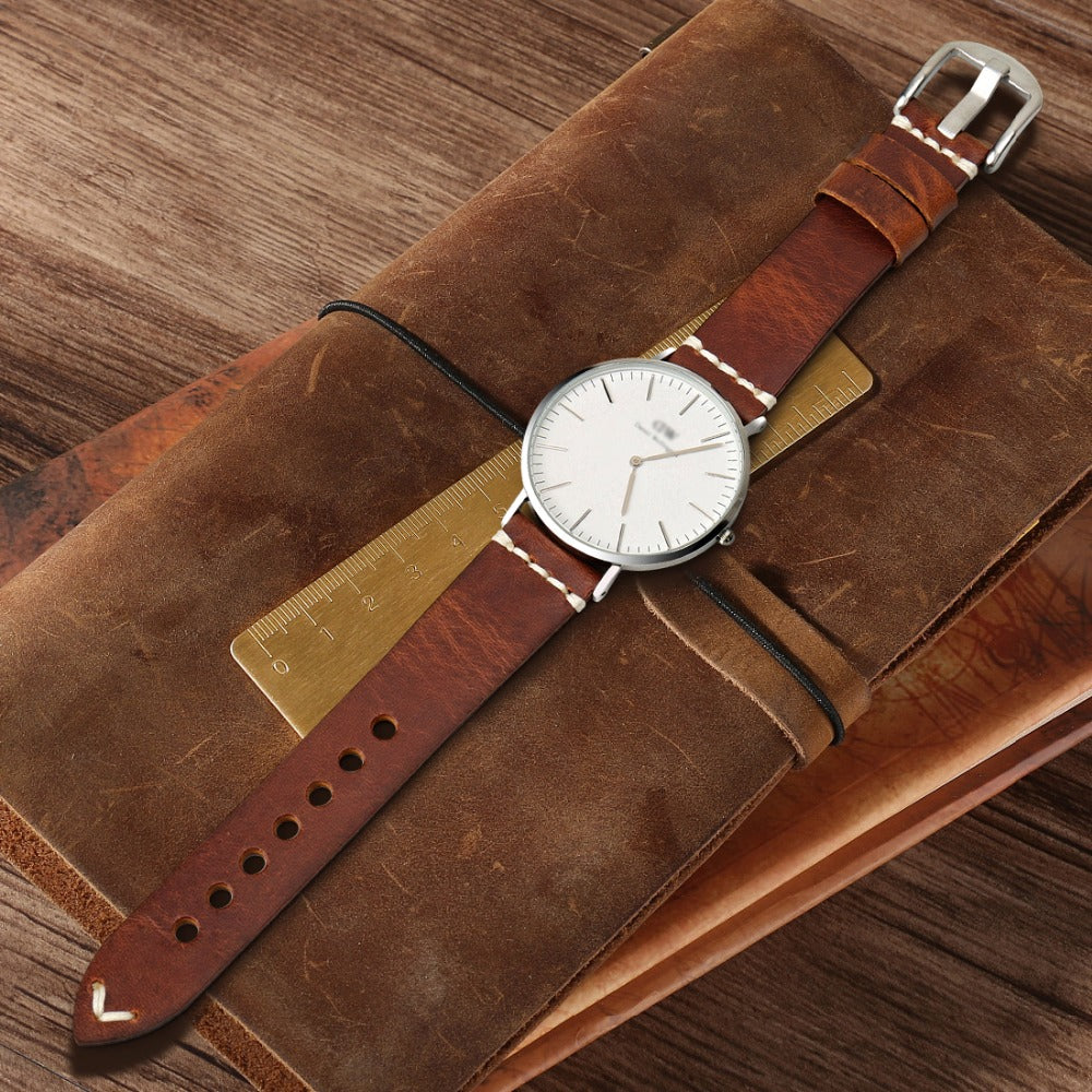 Maikes Watch Accessories Cow Leather Strap Watch Bracelet Brown Vintage Watch Band 20Mm 22Mm 24Mm Watchband For Fossil Watch