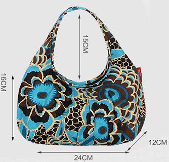 Promotion Gift Japan Style New Simple Spring Floral Print  Lady Handbag Canvas Hobo Toilet Paper Bag
