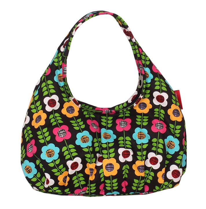 Promotion Gift Japan Style New Simple Spring Floral Print  Lady Handbag Canvas Hobo Toilet Paper Bag