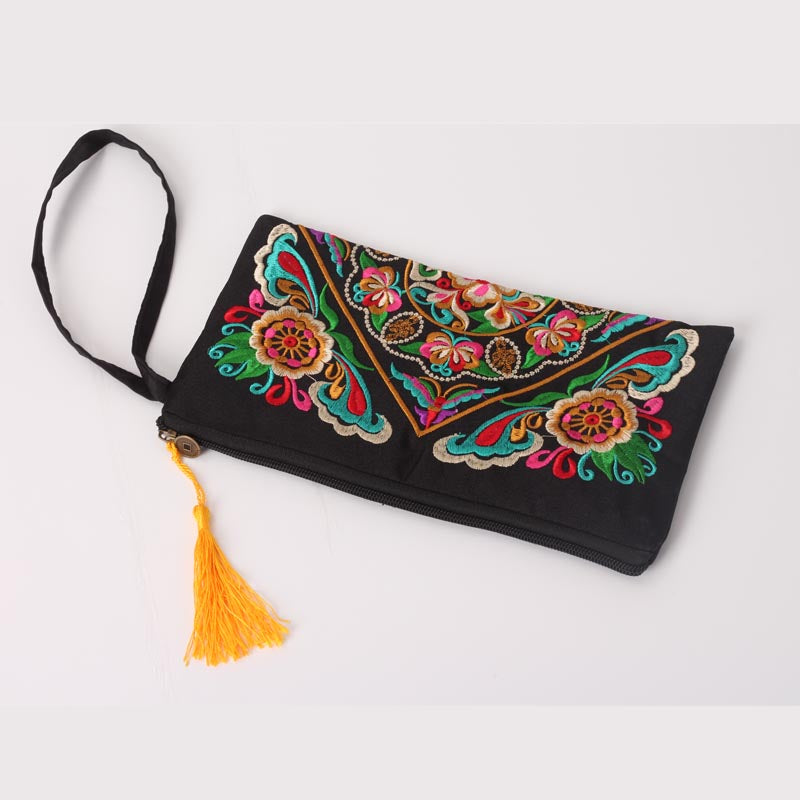 Women Ethnic National Retro Butterfly Flower Bags Handbag Coin Purse Embroidered Lady Clutch Tassel Small Flap Summer Bolsa Sale