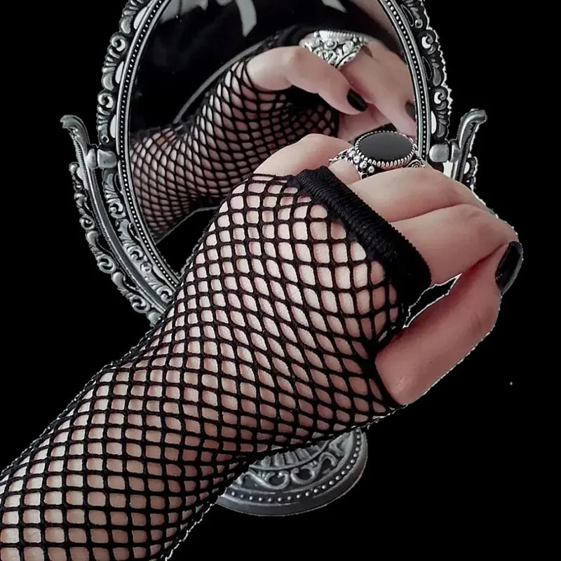 1Pair Neon Fishnet Fingerless Long Gloves Leg Arm Cuff Party Wear Fancy Dress For Womens Sexy Girls Punk Goth Dance Mesh Gloves