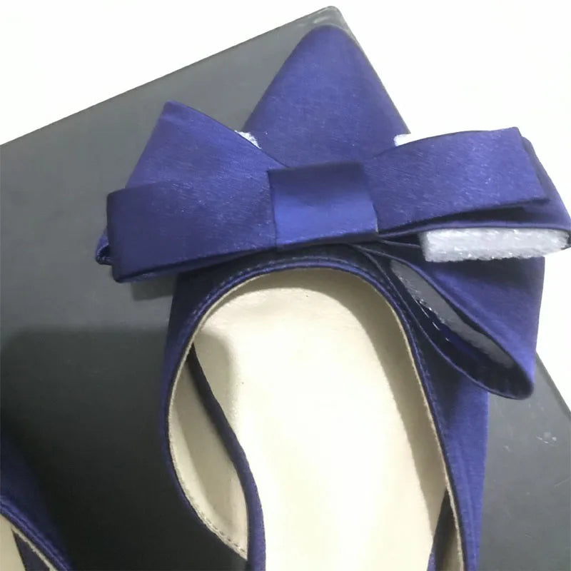 2018 Spring And Summer Women'S Shoes Korean Silk Satin Pointed Bow Tie Slippers Baotou Flat Heel Sets Semi Slippers