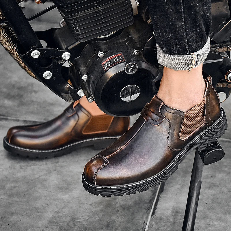 2020 New Autumn Chelsea Boots Men Fashion Casual Men Shoes British Male Ankle Boots Comfortable Waterproof Flat Shoes Male