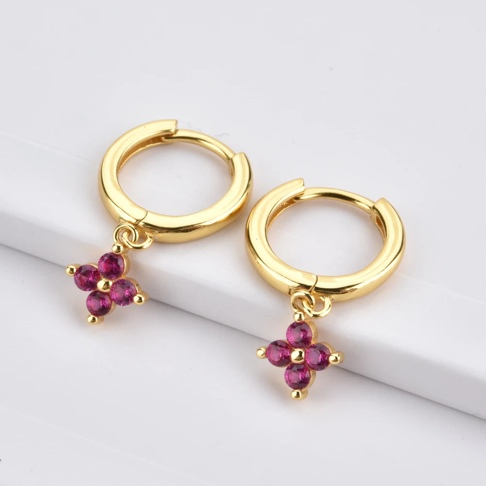 Andywen 925 Sterling Silver Gold Rose Red Purple Drop Earring Women Luxury Fashion Piercing Rock Punk Jewelry Ohrringe Pendiente