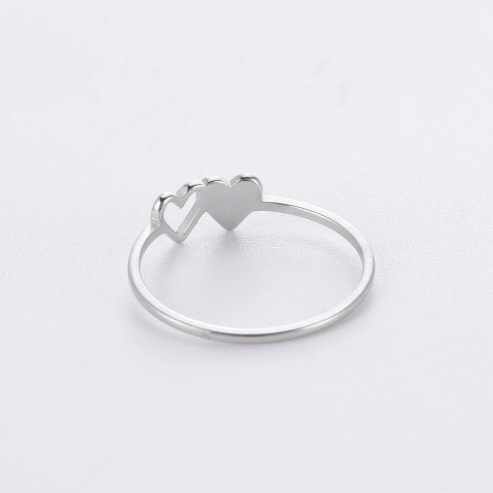 Cooltime Initial Letter Ring For Women Stainless Steel A-Z Alphabet Double Heart Finger Ring Fashion Wedding Jewelry Couple Gift