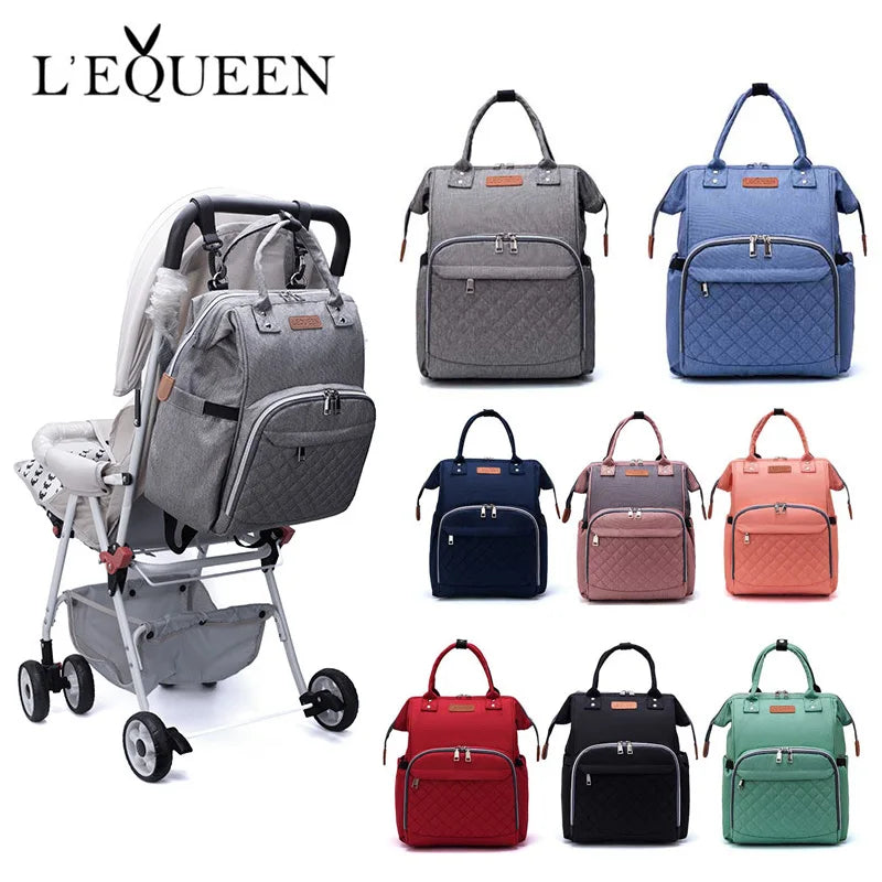 Lequeen Diaper Bag Baby Care Stroller Bag Multi Function Large Capacity Nappy Bag Organizer With Changing Pad Backpack Mommy Bag
