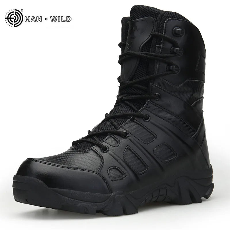 Men Tactical Military Boots Winter Leather Waterproof Desert Combat Army Work Shoes Mens Ankle Boot Man Plus Size