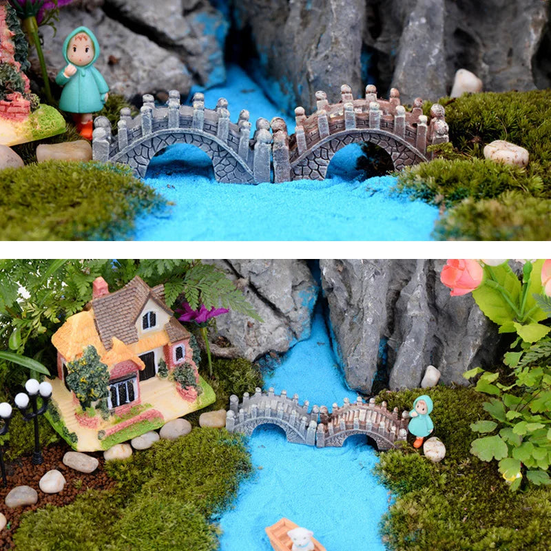 Mini Stone Bridge Building Statue Jardin Figurine Resin Craft Home Decor Miniature Fairy Garden Decoration Accessories Modern