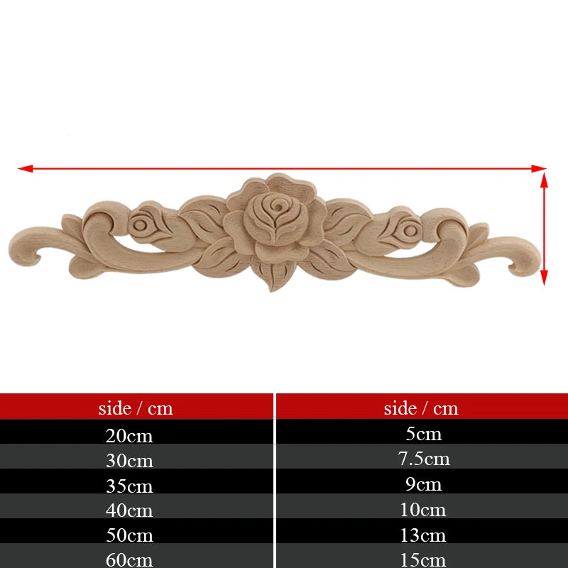 Mirror Frame Antique Woodcarving Natural Floral Wood Carved Wooden Figurines Crafts Appliques Wall Door Furniture Decorative