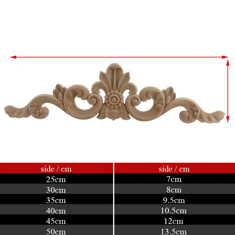 Mirror Frame Antique Woodcarving Natural Floral Wood Carved Wooden Figurines Crafts Appliques Wall Door Furniture Decorative