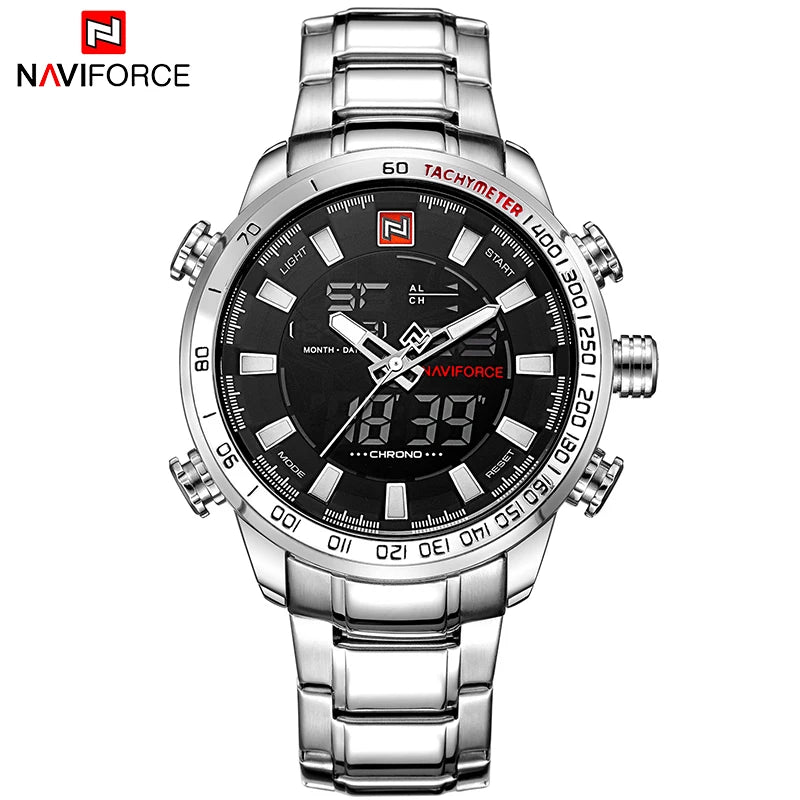 Naviforce Top Brand Men Military Sport Watches Mens Led Analog Digital Watch Male Army Stainless Quartz Clock Relogio Masculino