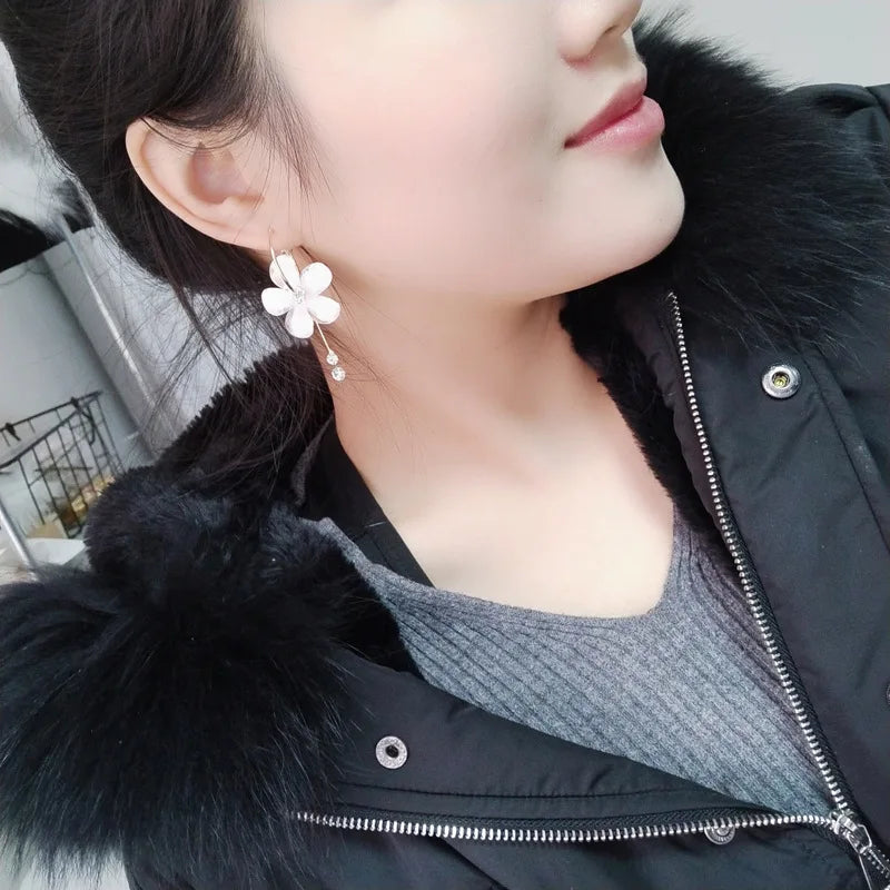 New Korean 6 Petal Acrylic Zircon Tassel Earrings Brincos Oorbellentransparent Earrings For Women Earrings  Wholesale