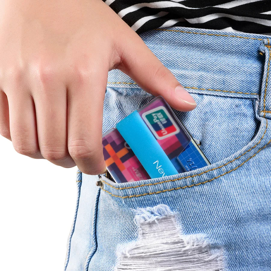 Newbring Mini Credit Card Holder Summer Fluorescence  Man Business Card Money Small Wallet Id Holder Polycarbonate Clip Women