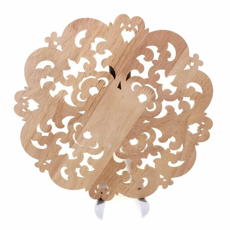 Runbazef Woodcarving Furniture Decoration Solid Wood Door Round Applique Flower Him Miniature Crafts Figurine Storm