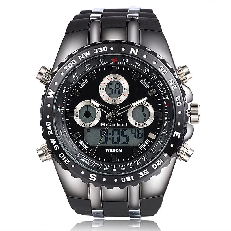 Readeel Top Brand Sport Quartz Wrist Watch Men Military Waterproof Watches Led Digital Watches Men Quartz Wristwatch Clock Male