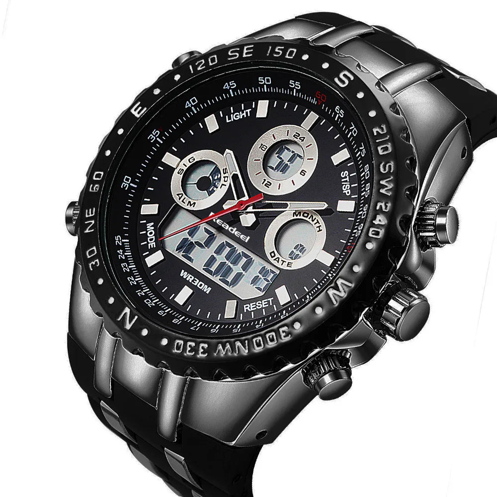 Readeel Top Brand Sport Quartz Wrist Watch Men Military Waterproof Watches Led Digital Watches Men Quartz Wristwatch Clock Male