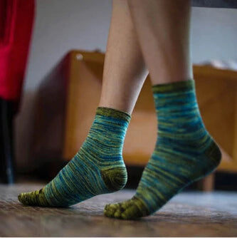 Socks For Men Women Retro Color Five Finger Toe Socks Soft Cotton Blend Casual Socks Size 39-44