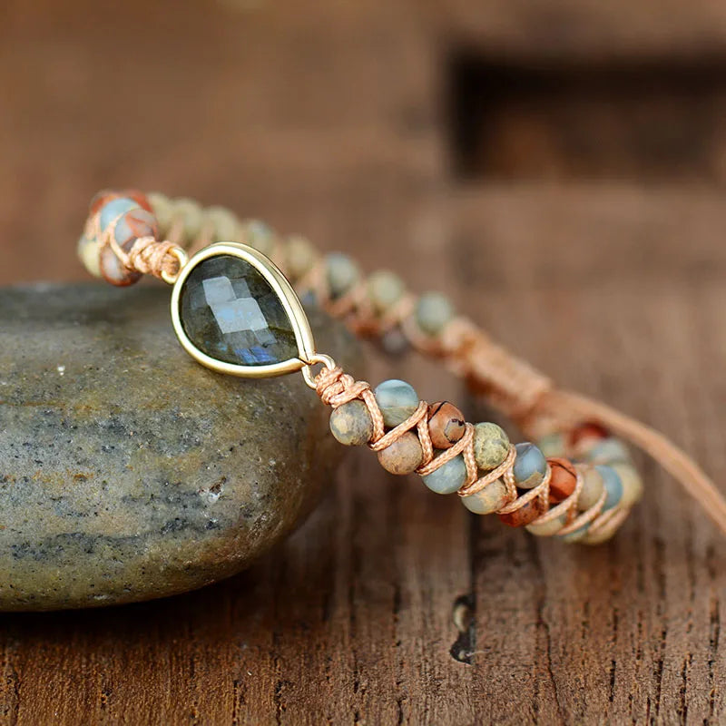 Stone Wrap Bracelets Femme Amethysts Opal String Braided Yoga Friendship Bracelet Bangle Bohemian Jewellery