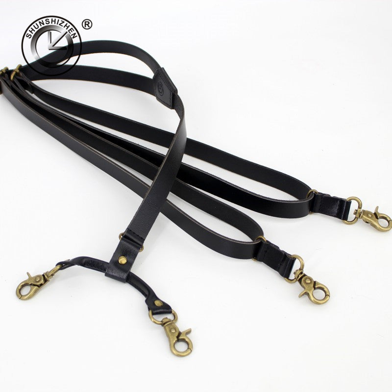 1.7Cm High Quality Real Cowhide Split Leather Strap Women Men Unisex Hook Suspenders