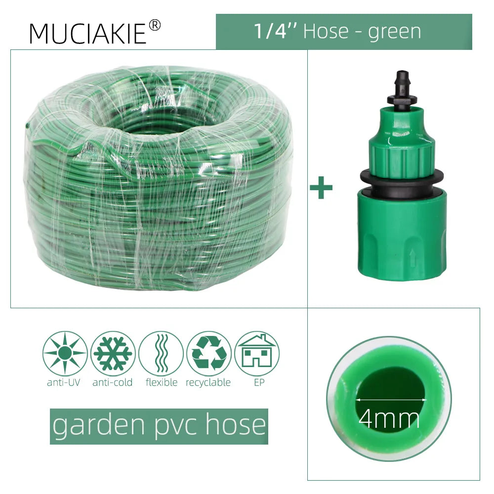 10/20/25/40 Meter 4/7Mm Garden Water Hose With Quick Connector Micro Drip Misting Irrigation Tubing Pipe Pvc Hose 1/4&#39;&#39; New Hose