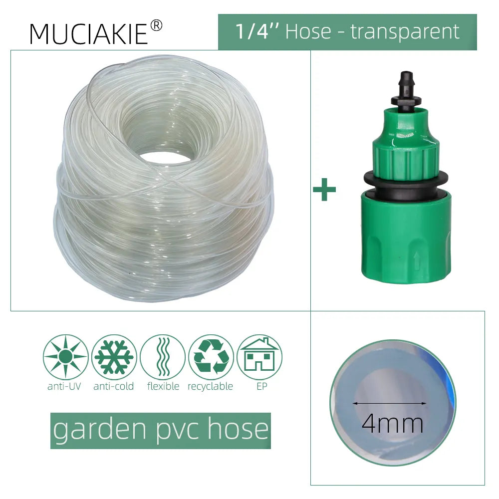 10/20/25/40 Meter 4/7Mm Garden Water Hose With Quick Connector Micro Drip Misting Irrigation Tubing Pipe Pvc Hose 1/4&#39;&#39; New Hose