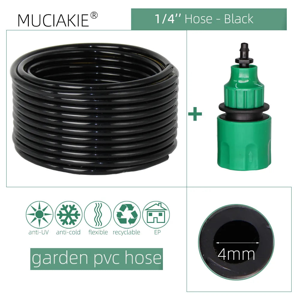 10/20/25/40 Meter 4/7Mm Garden Water Hose With Quick Connector Micro Drip Misting Irrigation Tubing Pipe Pvc Hose 1/4&#39;&#39; New Hose