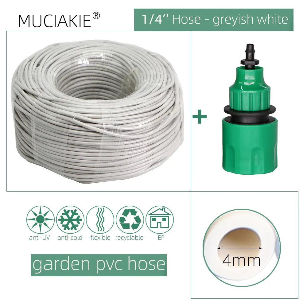 10/20/25/40 Meter 4/7Mm Garden Water Hose With Quick Connector Micro Drip Misting Irrigation Tubing Pipe Pvc Hose 1/4&#39;&#39; New Hose