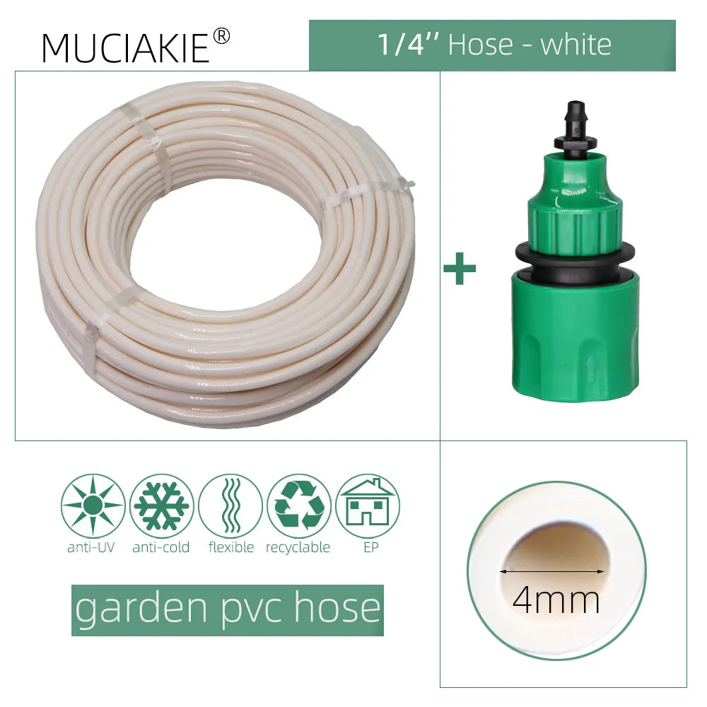10/20/25/40 Meter 4/7Mm Garden Water Hose With Quick Connector Micro Drip Misting Irrigation Tubing Pipe Pvc Hose 1/4&#39;&#39; New Hose