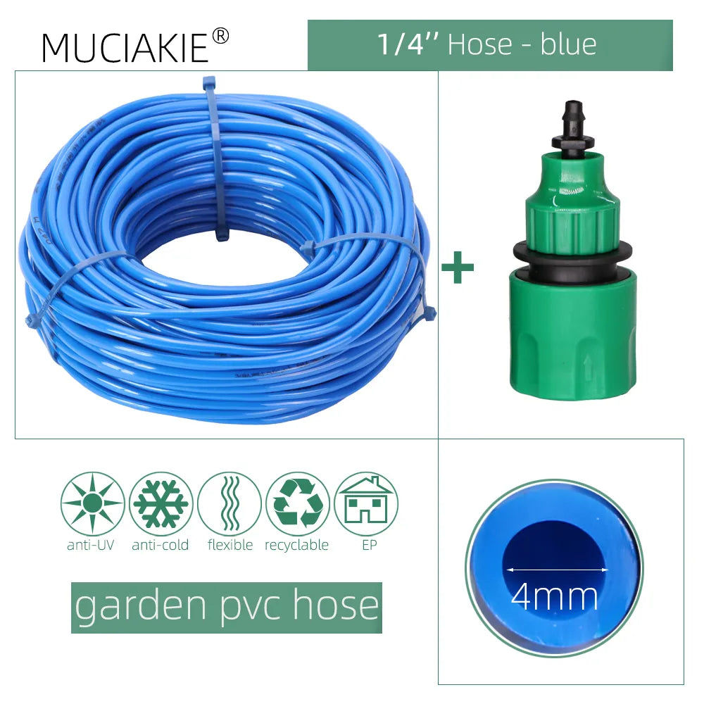 10/20/25/40 Meter 4/7Mm Garden Water Hose With Quick Connector Micro Drip Misting Irrigation Tubing Pipe Pvc Hose 1/4&#39;&#39; New Hose