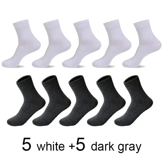 10 Pairs/Lot High Quality Men&#39;S Cotton Socks Black Business Socks Breathable 2021 New Autumn Winter Male Gift Sox Plus Size40-45