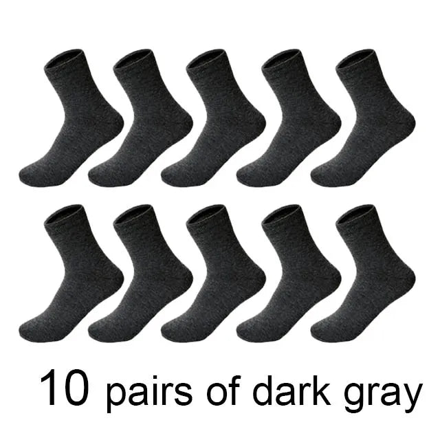 10 Pairs/Lot High Quality Men&#39;S Cotton Socks Black Business Socks Breathable 2021 New Autumn Winter Male Gift Sox Plus Size40-45