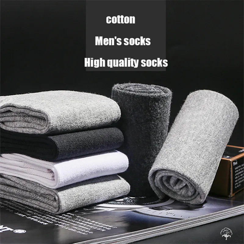 10 Pairs/Lot High Quality Men&#39;S Cotton Socks Black Business Socks Breathable 2021 New Autumn Winter Male Gift Sox Plus Size40-45