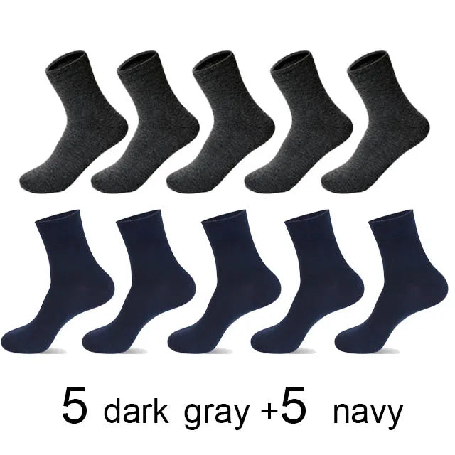 10 Pairs/Lot High Quality Men&#39;S Cotton Socks Black Business Socks Breathable 2021 New Autumn Winter Male Gift Sox Plus Size40-45