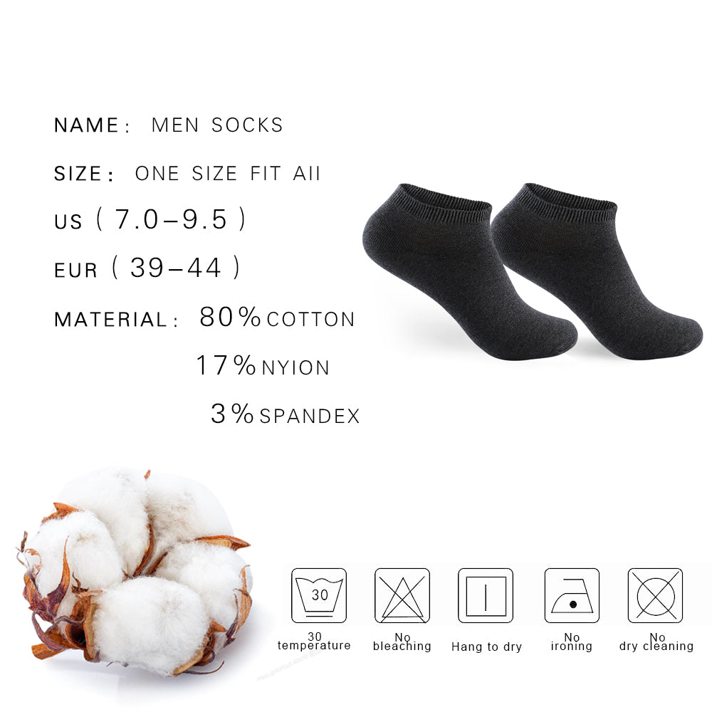 10 Pairs Summer Breathable Thin Short Socks 100% Cotton Deodorant Men'S High Quality Sports No Show Black Ankle Socks For Man