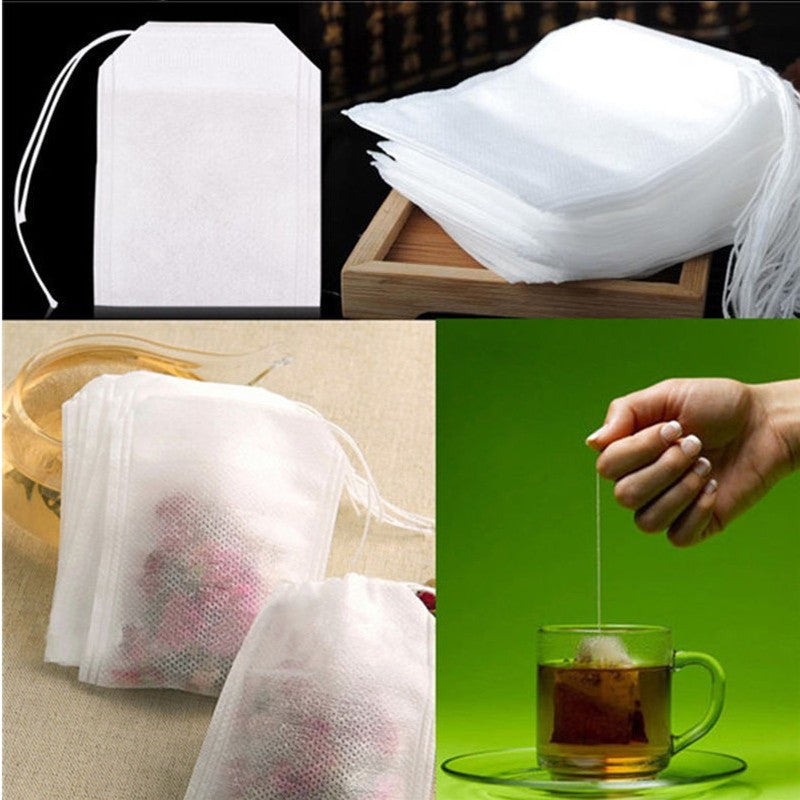 100 Pcs 5X7Cm Disposable Empty Tea Bags Bags For Tea Bag With String Heal Seal Tea Infuser Non-Woven Paper Filter Teabags