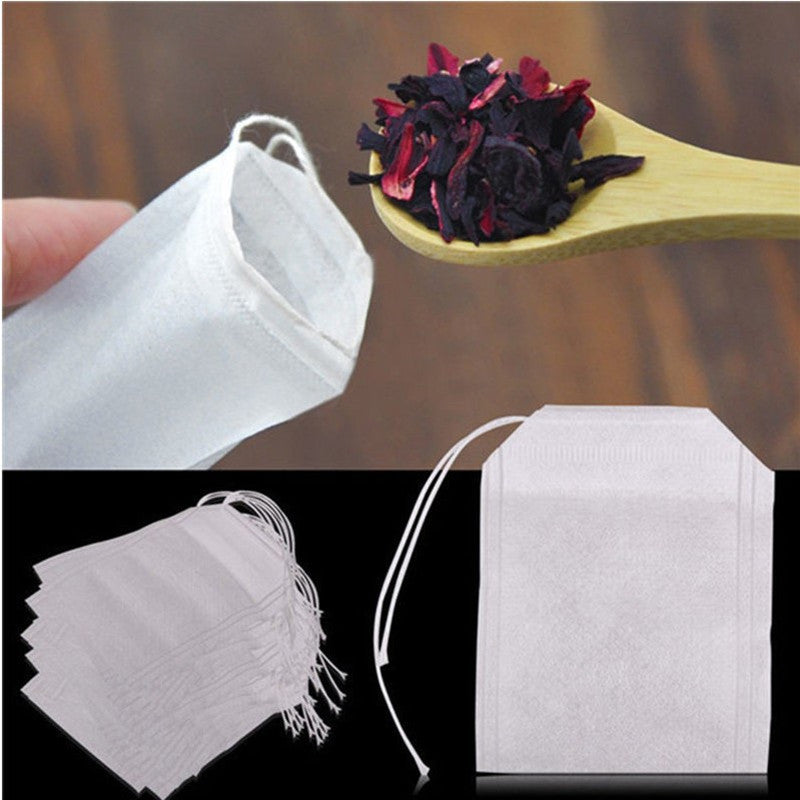 100 Pcs 5X7Cm Disposable Empty Tea Bags Bags For Tea Bag With String Heal Seal Tea Infuser Non-Woven Paper Filter Teabags