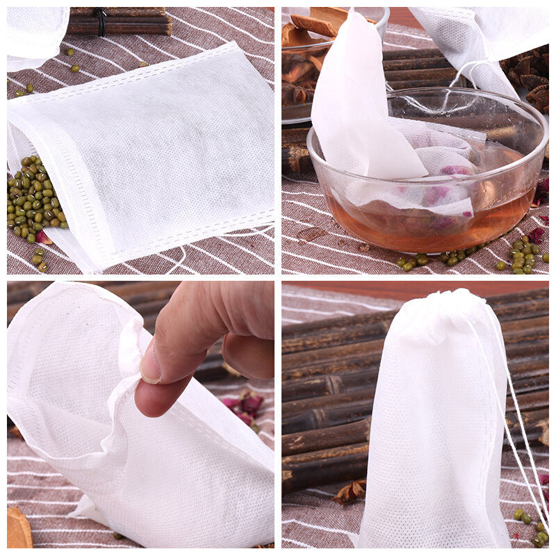 100 Pcs 5X7Cm Disposable Empty Tea Bags Bags For Tea Bag With String Heal Seal Tea Infuser Non-Woven Paper Filter Teabags