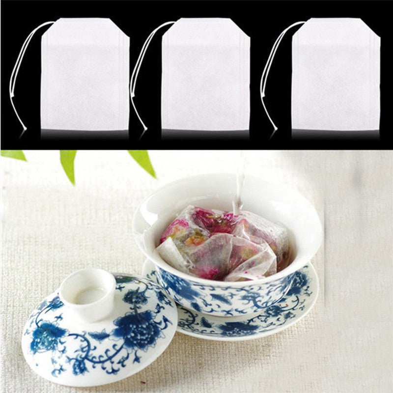 100 Pcs 5X7Cm Disposable Empty Tea Bags Bags For Tea Bag With String Heal Seal Tea Infuser Non-Woven Paper Filter Teabags