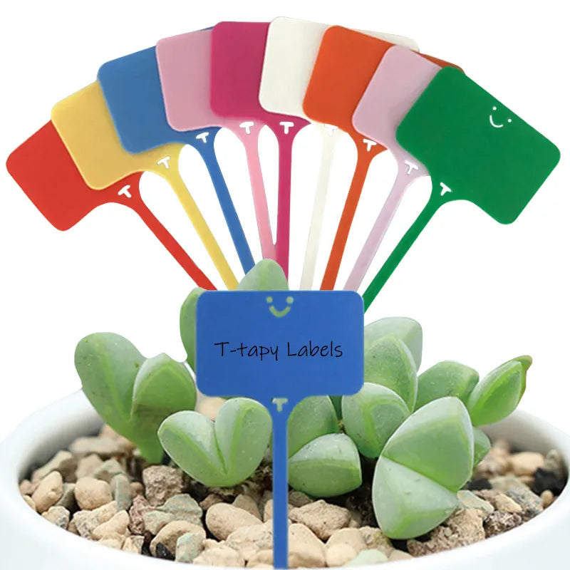 100Pcs Garden T-Type Plant Markers Label Pot Planter Vegetable Labels Waterproof Plastic Markers Tag