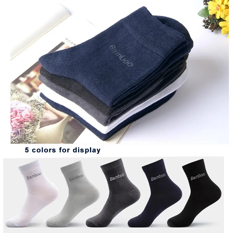 10Pcs=5Pair High Quality New Bamboo Fiber Socks Men Casual Business Breatheable Men&#39;S Dress Socks Gift 2021 New Original Sokken