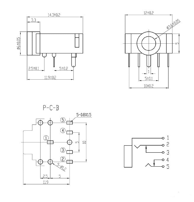 10Pcs Pj-307 Pj307 3.5Mm Stereo Jack Socket Audio Jack Connector Pcb 3F07