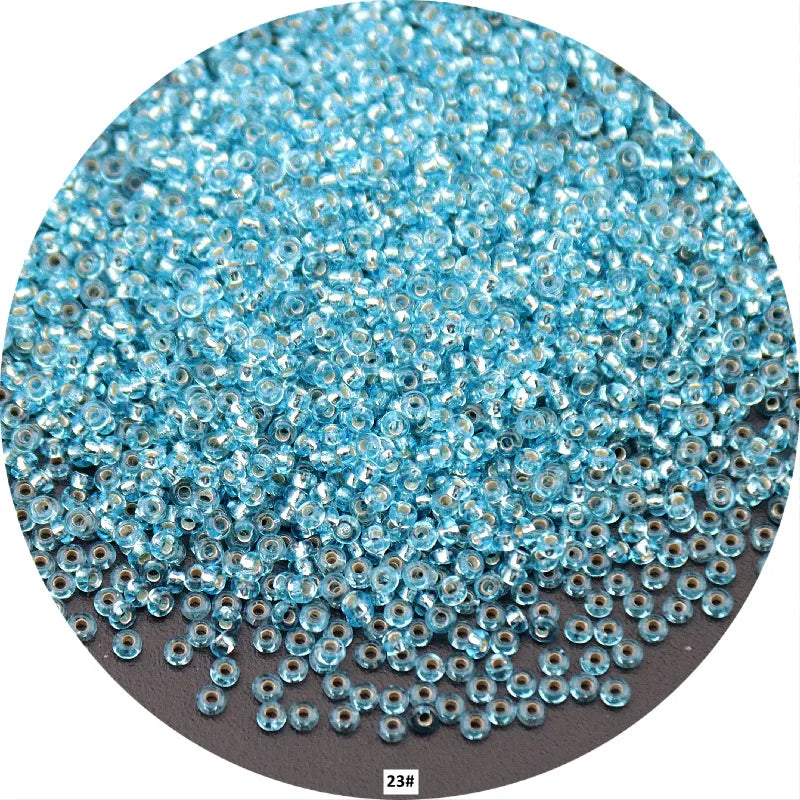 10G(1680Pcs) 15/0 1.5Mm Cream Blue Color Round Glass Seedbeads Czech Spacers Beads For Diy Glass Seed Bead Work Jewelry Making