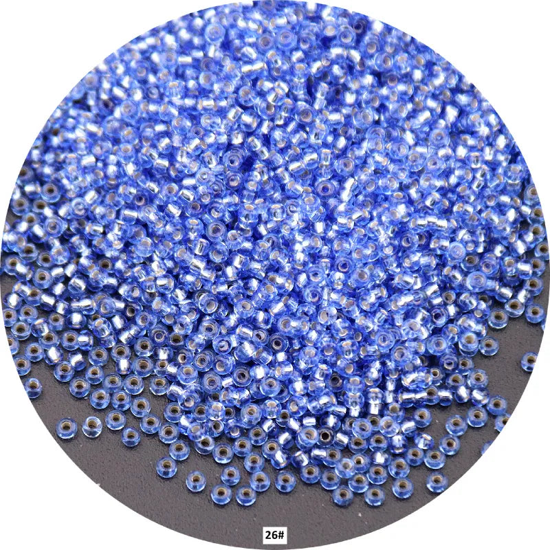 10G(1680Pcs) 15/0 1.5Mm Cream Blue Color Round Glass Seedbeads Czech Spacers Beads For Diy Glass Seed Bead Work Jewelry Making