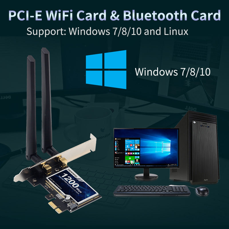 1200Mbps Wireless Pci-E Adapter 802.11Ac Bluetooth 4.0 Wifi Wlan Card 2.4G/5Ghz Desktop Wifi Pci Express Adapter For Win 7 8 10
