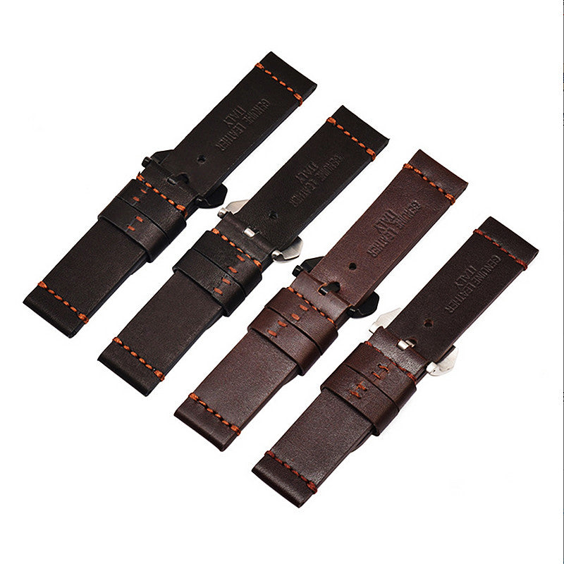 1Pcs Watch Bands Genuine Cow Leather Watch Straps Crazy Horse Leather 22Mm 24Mm 26Mm Black  Coffee Color -Wsc001