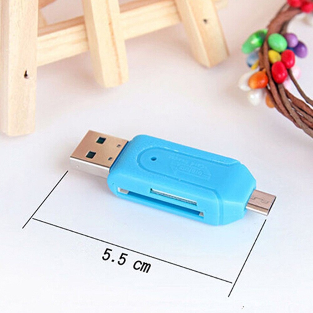 1Pc 2 In 1 Otg Usb 2.0 Tf Sd Card Reader Memory Card Reader Adapter Universal Micro Usb  For Pc Phone Computer Laptop