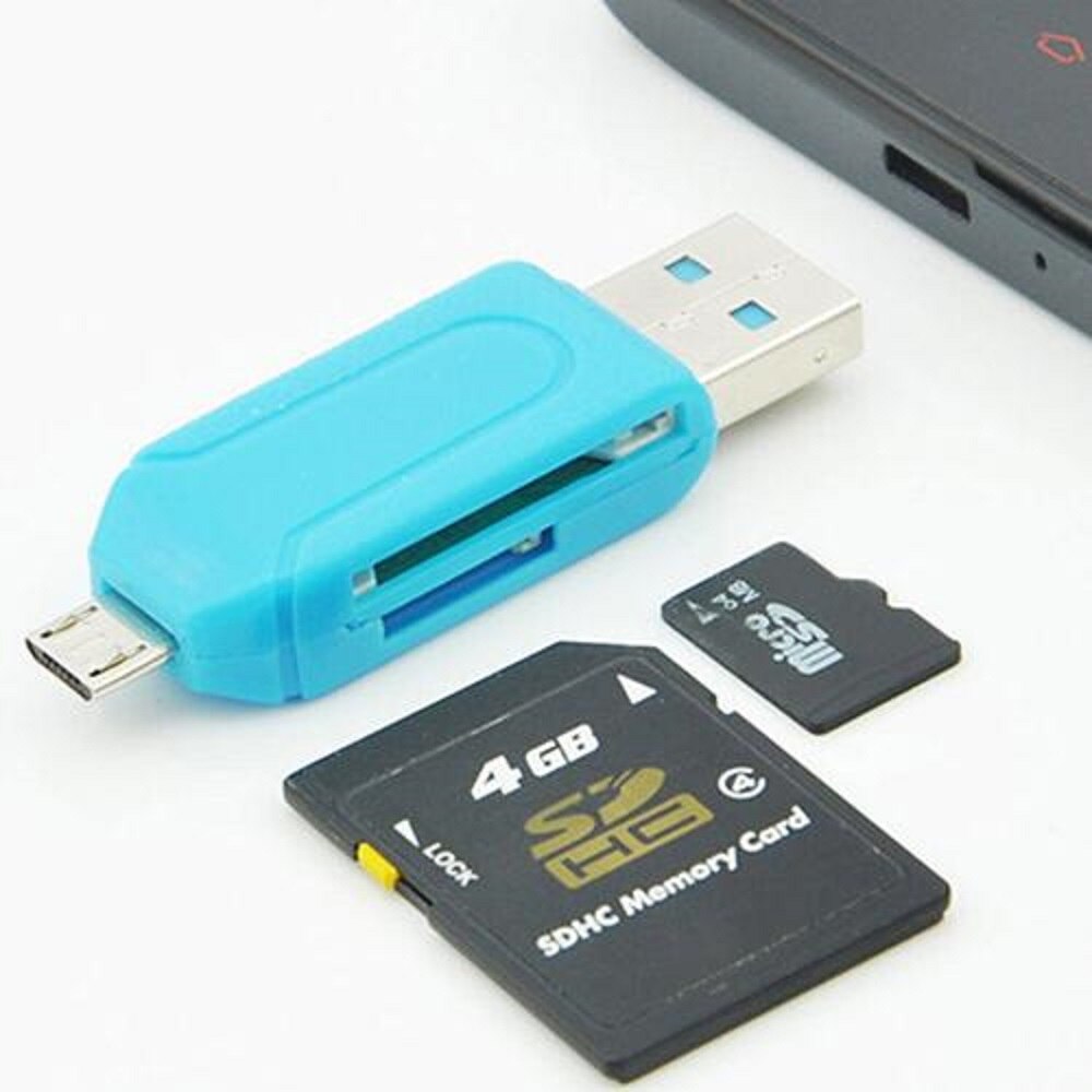 1Pc 2 In 1 Otg Usb 2.0 Tf Sd Card Reader Memory Card Reader Adapter Universal Micro Usb  For Pc Phone Computer Laptop