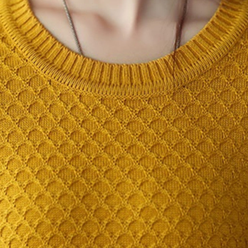 2018 Autumn Winter Sweater Women Round Neck Pullover Knit Sweater Large Size Loose Long Sleeves Women Tops Bottom Shirt Sweater